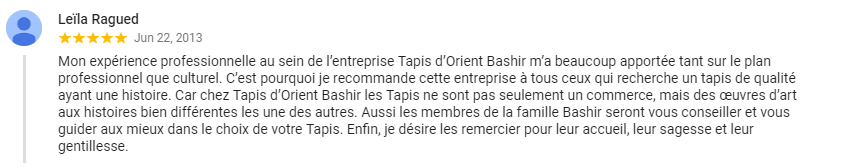 Témoignage cinq étoiles d'un client heureux.